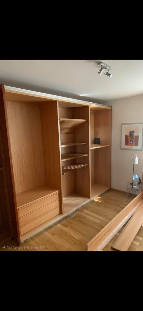 Garde robe bois clair, avec pores coulissantes miroir, Ophalen
