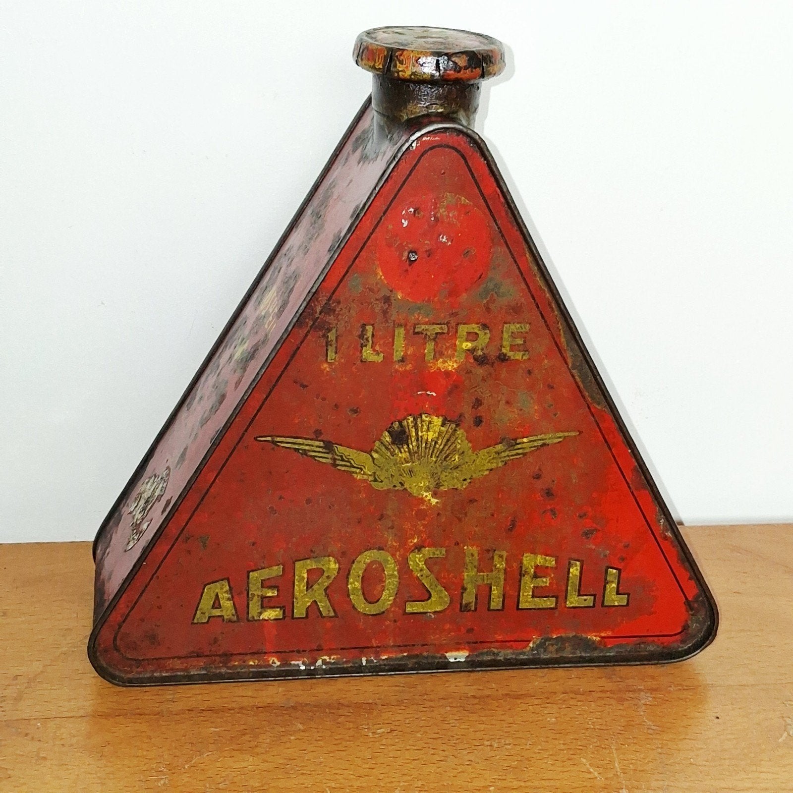 Olieblik jaren 30 AEROSHELL, Ophalen of Verzenden, Gebruikt, Verpakking
