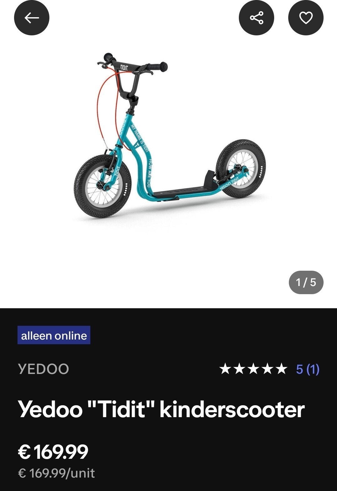 Yedoo "Tidit" kinderscooter, Ophalen, Zo goed als nieuw, Overige typen, Yedoo