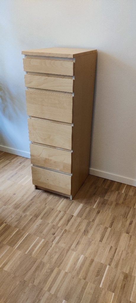 IKEA MALM Ladekast met 6 lades en spiegel, 25 à 50 cm, 5 tiroirs ou plus, Enlèvement, Utilisé