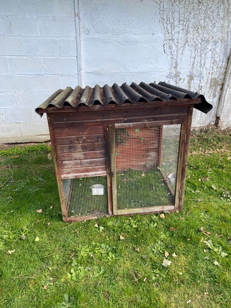 Kippen/konijn met kooi/lodge, Ophalen, Kooi, Gebruikt, 90 cm of meer