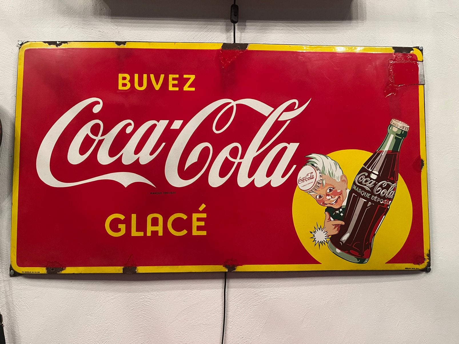Vintage Emaille bord coca cola, Verzamelen, Ophalen, Zo goed als nieuw