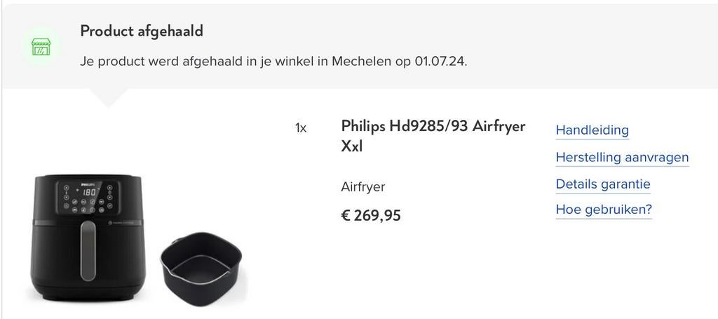 Philips airfryer xxl, Ophalen, Zo goed als nieuw, Airfryer