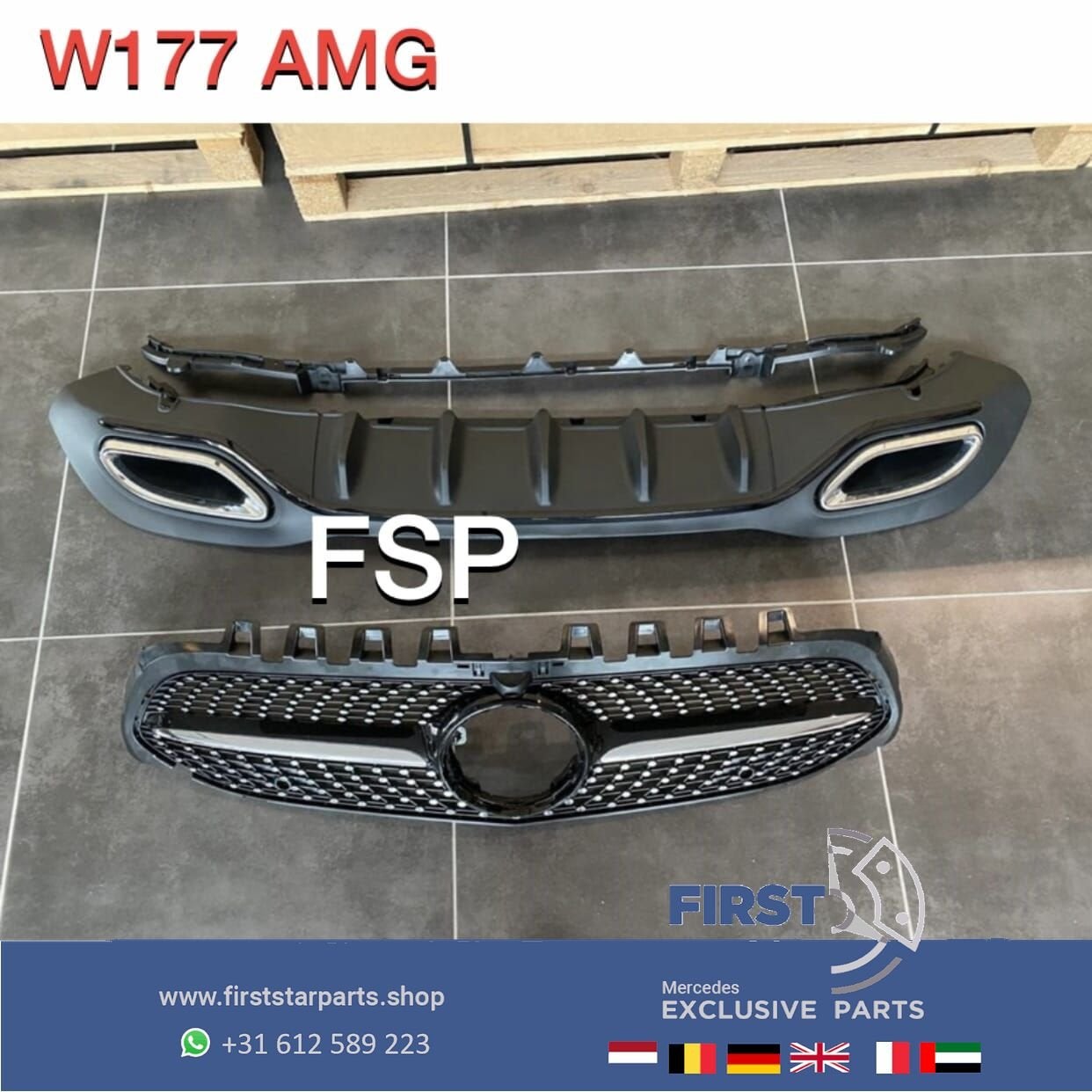 W177 AMG DIAMOND GRIL + AMG DIFFUSER + UITLAAT SIERSTUKKEN o