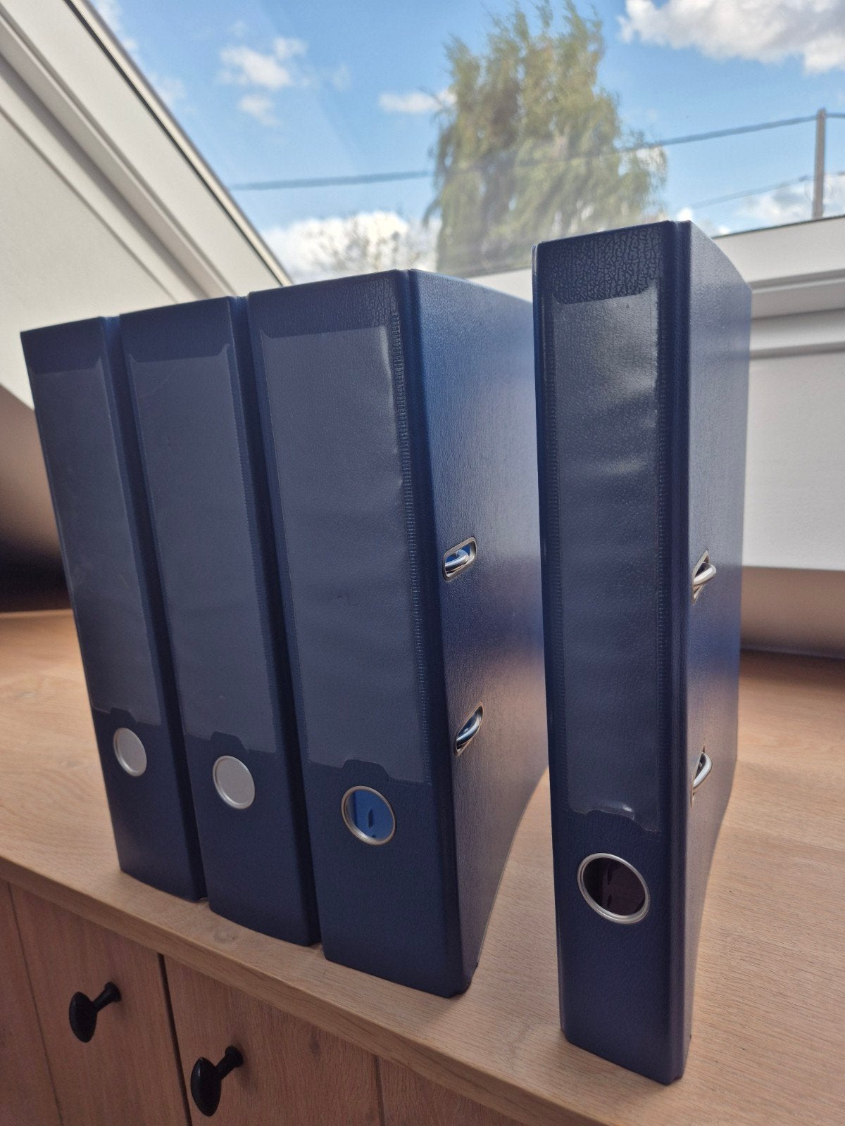 Set 4 blauwe classeurs, 3 brede en 1 smalle, Ophalen