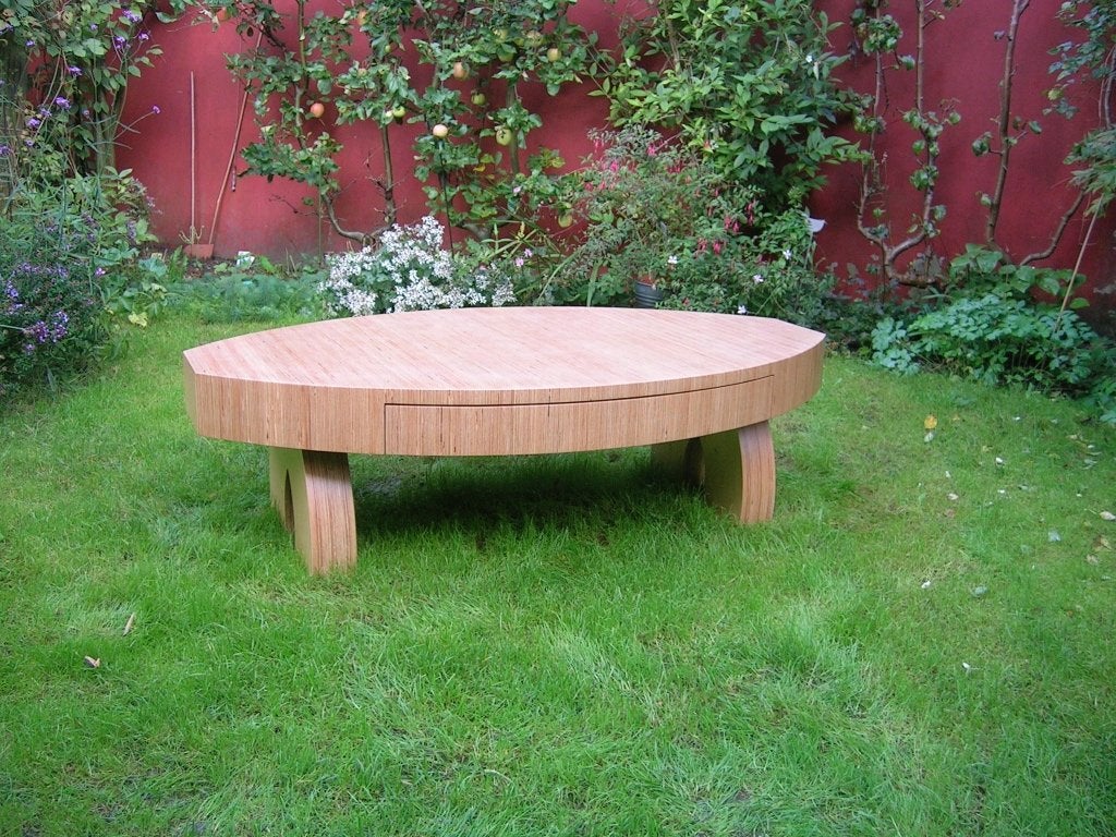 Zeer mooie berkenhouten salontafel, uniek stuk, 100 tot 150 cm, 50 tot 100 cm, Zo goed als nieuw, Ovaal