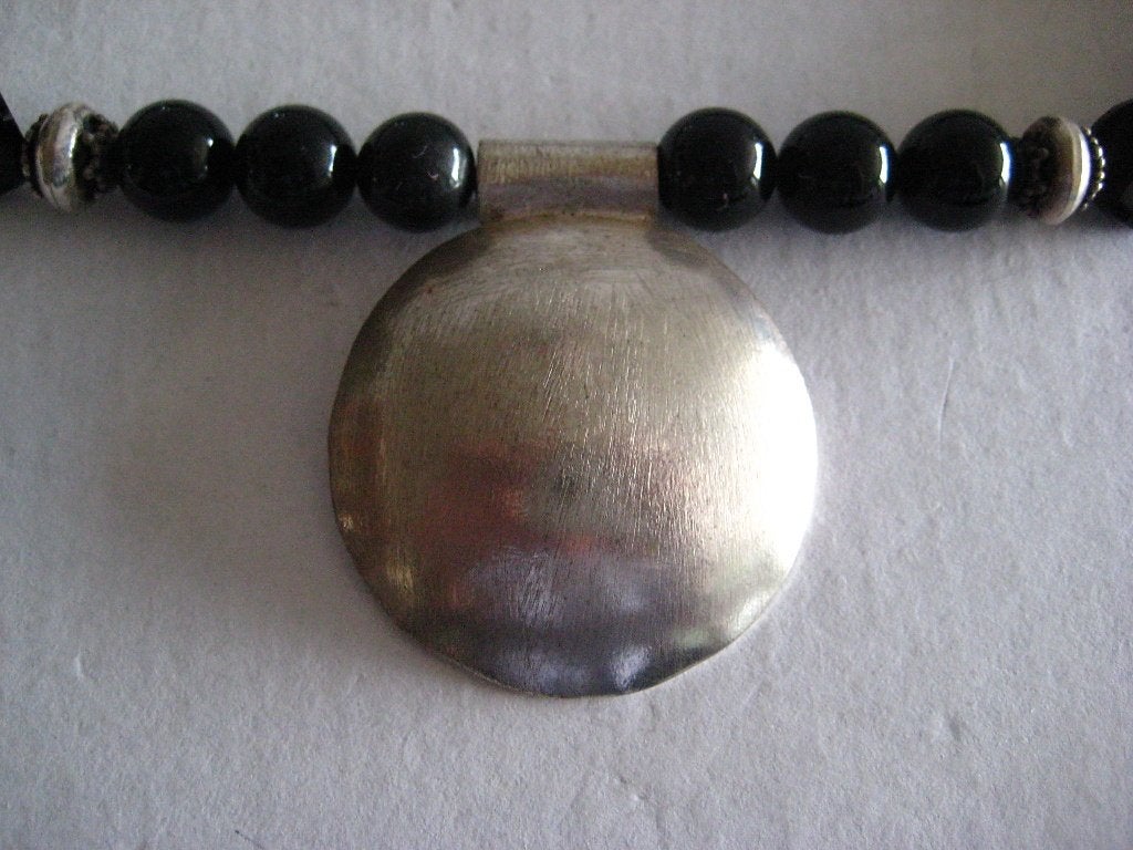 Zilveren  hanger  met onyx, Handtassen en Accessoires, Kettingen, Nieuw, Ophalen of Verzenden, Met edelsteen, Zilver