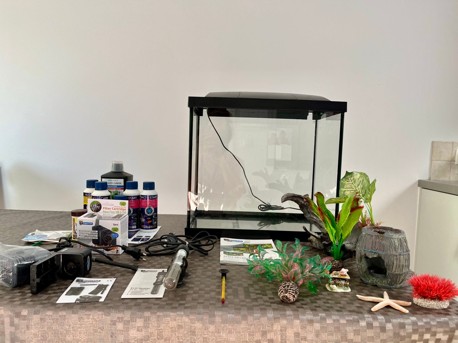 Aquarium 45l  met verwarming, filter en toebehoren, Ophalen, Gebruikt, Superfish, Verwarming
