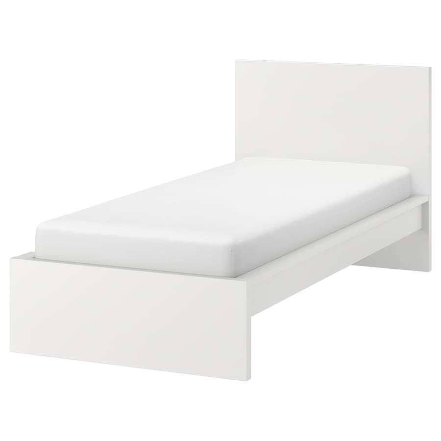 éénpersoonsbed malm ikea wit hoog, inclusief lattenbodem, Huis en Inrichting, Slaapkamer | Bedden, Ophalen, 90 cm, Eenpersoons