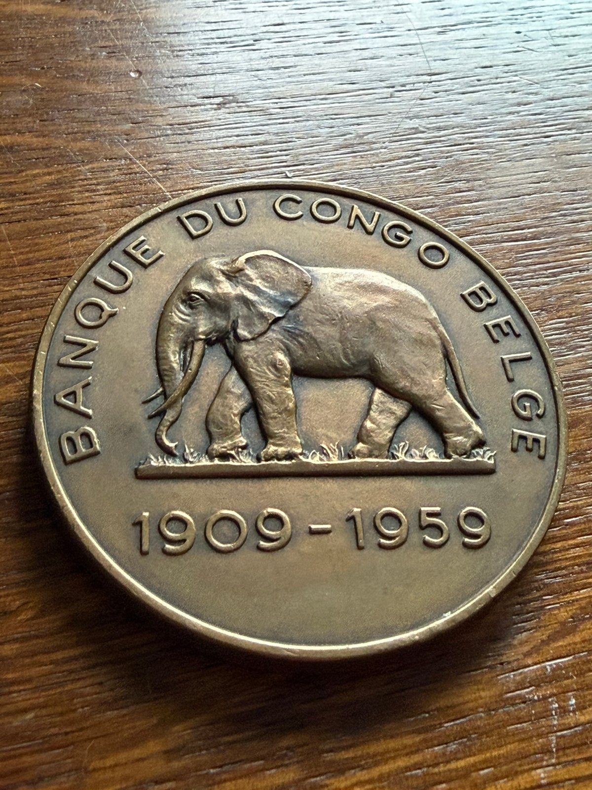 Banque du Congo Belge 1909–1959 – 50e anniversaire, Timbres & Monnaies, Enlèvement, Bronze