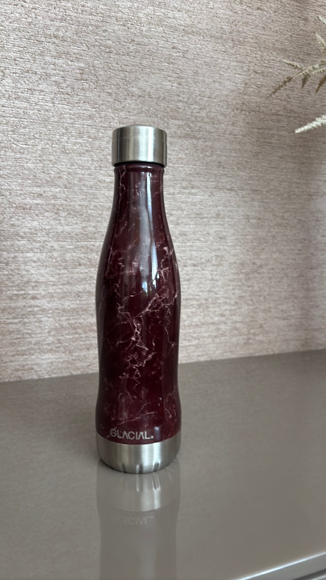 GLACIAL Thermische drinkbus - rood marmer, Ophalen of Verzenden, Zo goed als nieuw