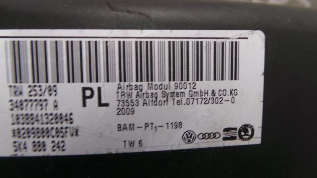 VOLKSWAGEN GOLF AIRBAG RECHTS 2009, Auto-onderdelen, Ophalen of Verzenden, Gebruikt, Stiba lid