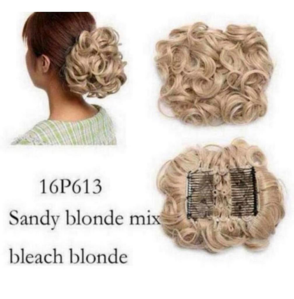 Chignon haar stuk Blonde Grote Dikke Krullen Scrunchie Blond, Ophalen of Verzenden, Nieuw, Pruik of Haarverlenging
