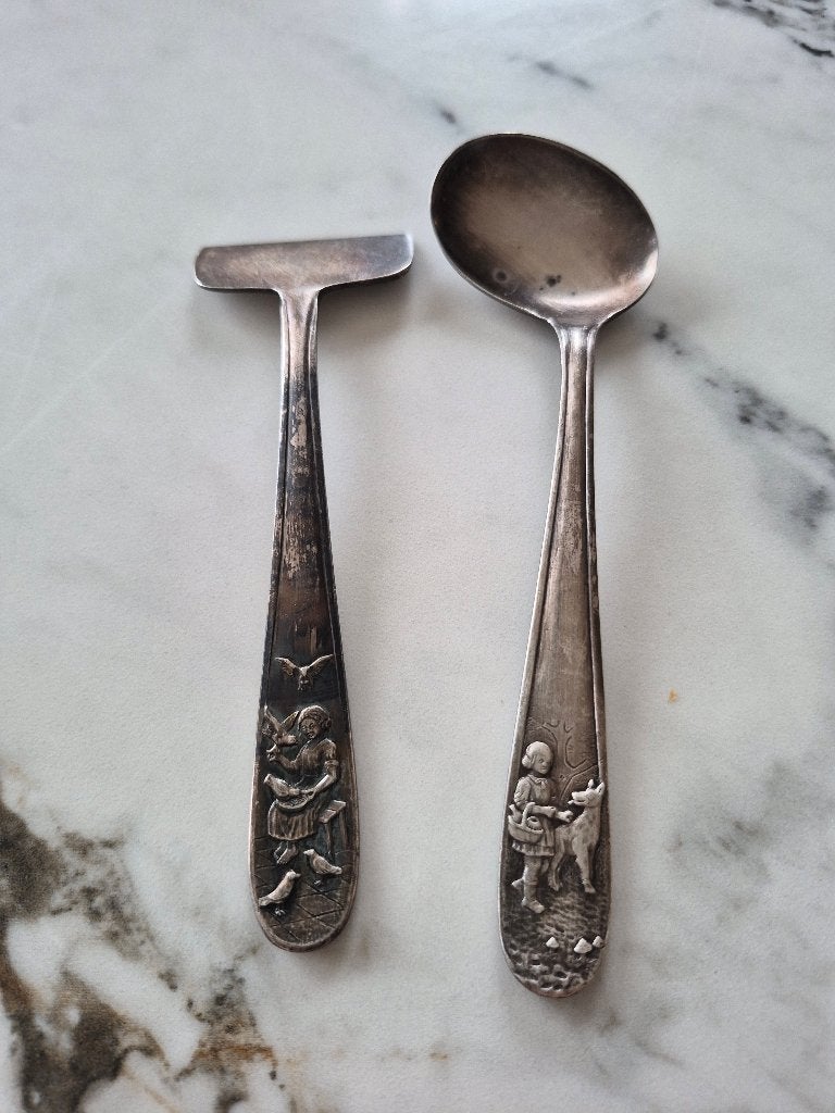 poussoir et cuillère bébé vintages, Antiquités & Art, Enlèvement