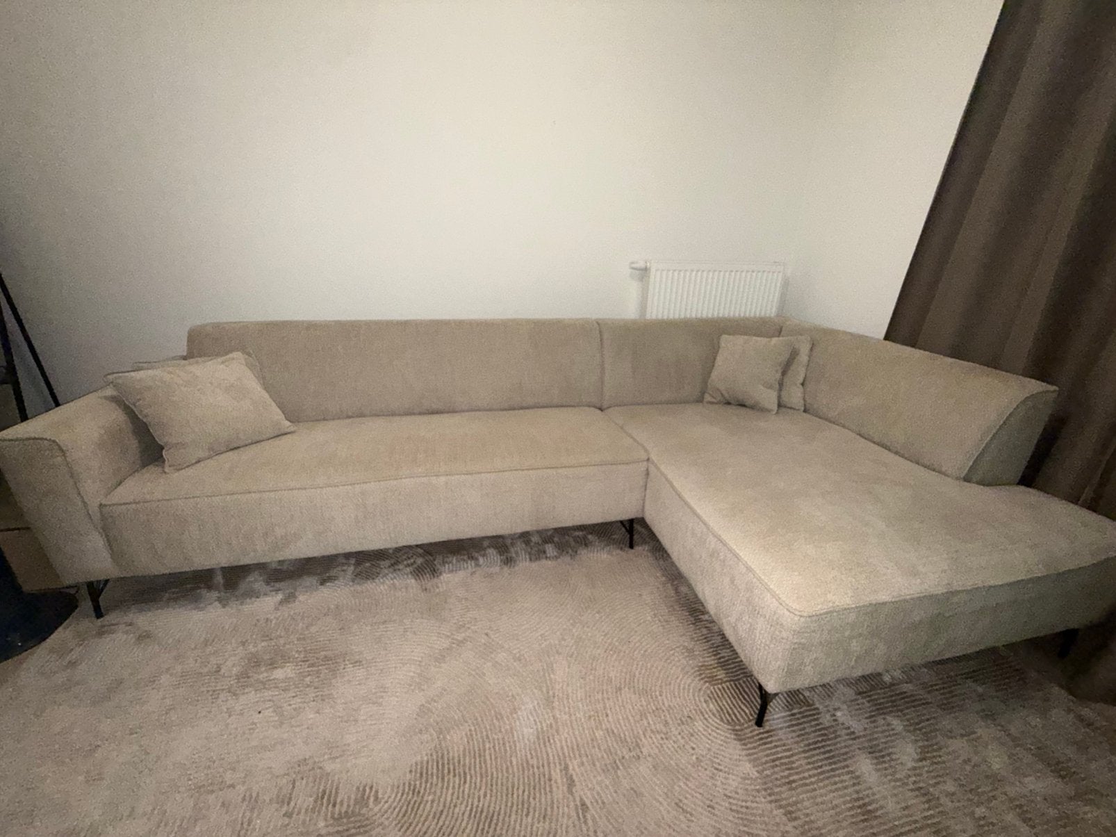 Fauteuil d'angle moderne en velours — Parfait état, Maison & Meubles, Enlèvement, Comme neuf, Tissus