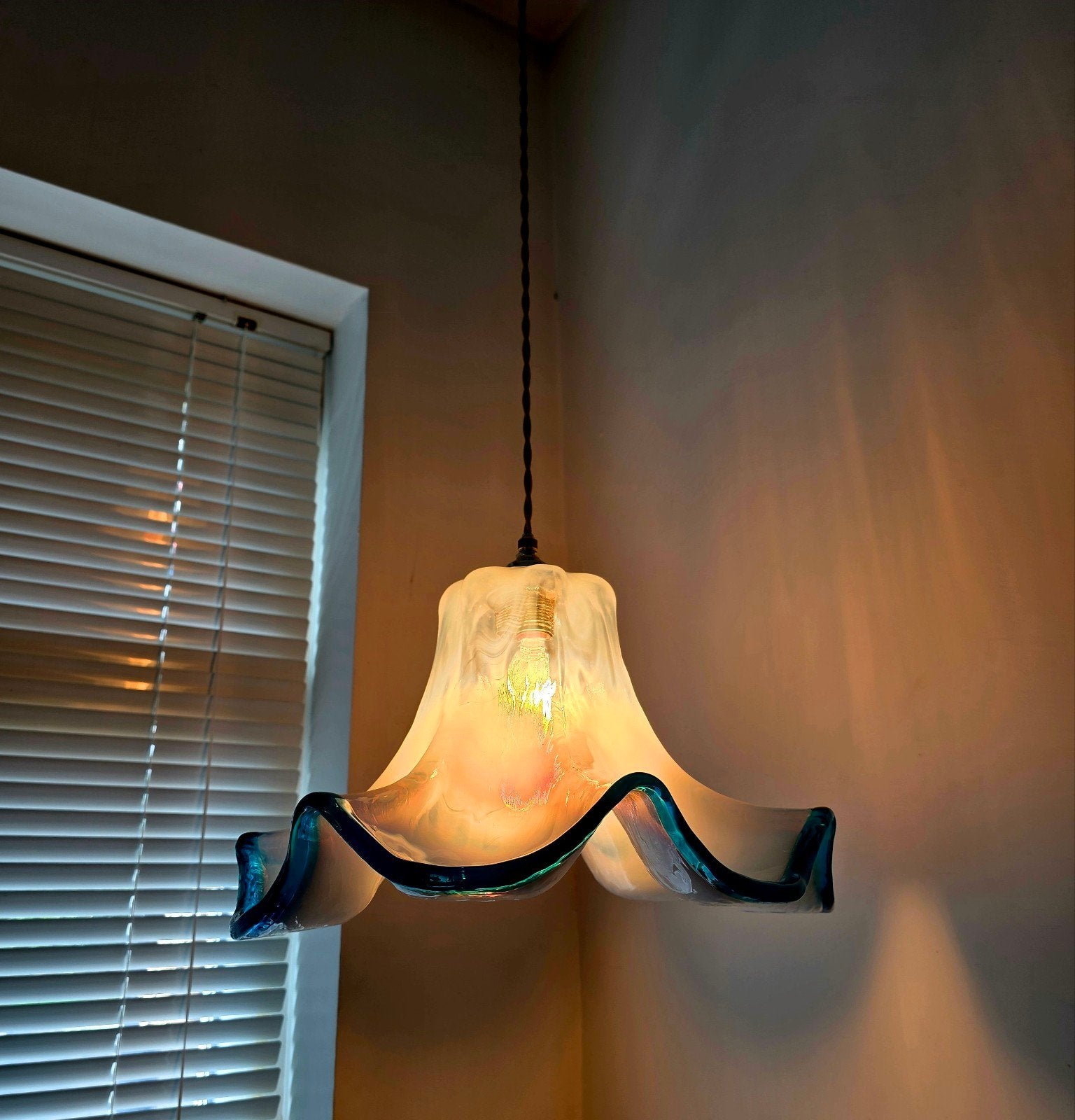Vintage Franse opalineglazen hanglamp., Antiek en Kunst, Ophalen of Verzenden