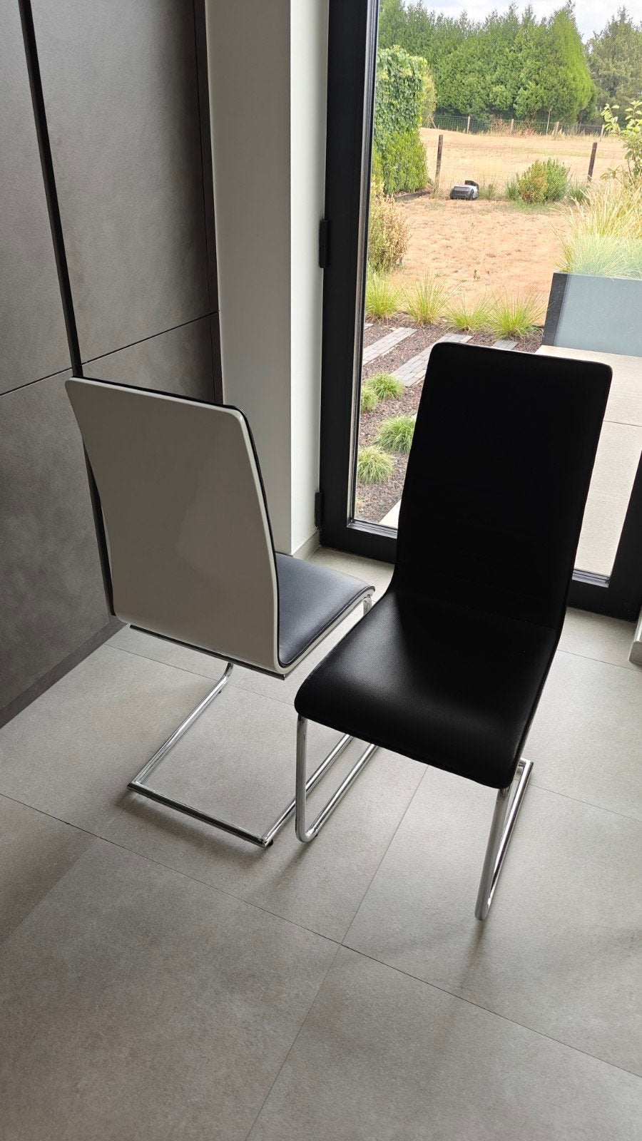 8x design lederlook eetkamerstoel, Huis en Inrichting, Ophalen, Zwart, Leer, Zo goed als nieuw
