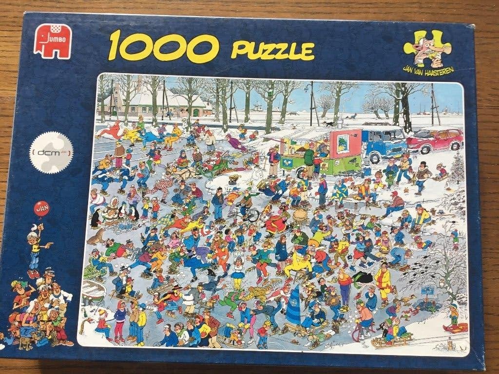 Puzzel Jumbo 1000 Jan Van Haasteren Op glad ijs, Hobby en Vrije tijd, Denksport en Puzzels, Ophalen of Verzenden, 500 t/m 1500 stukjes