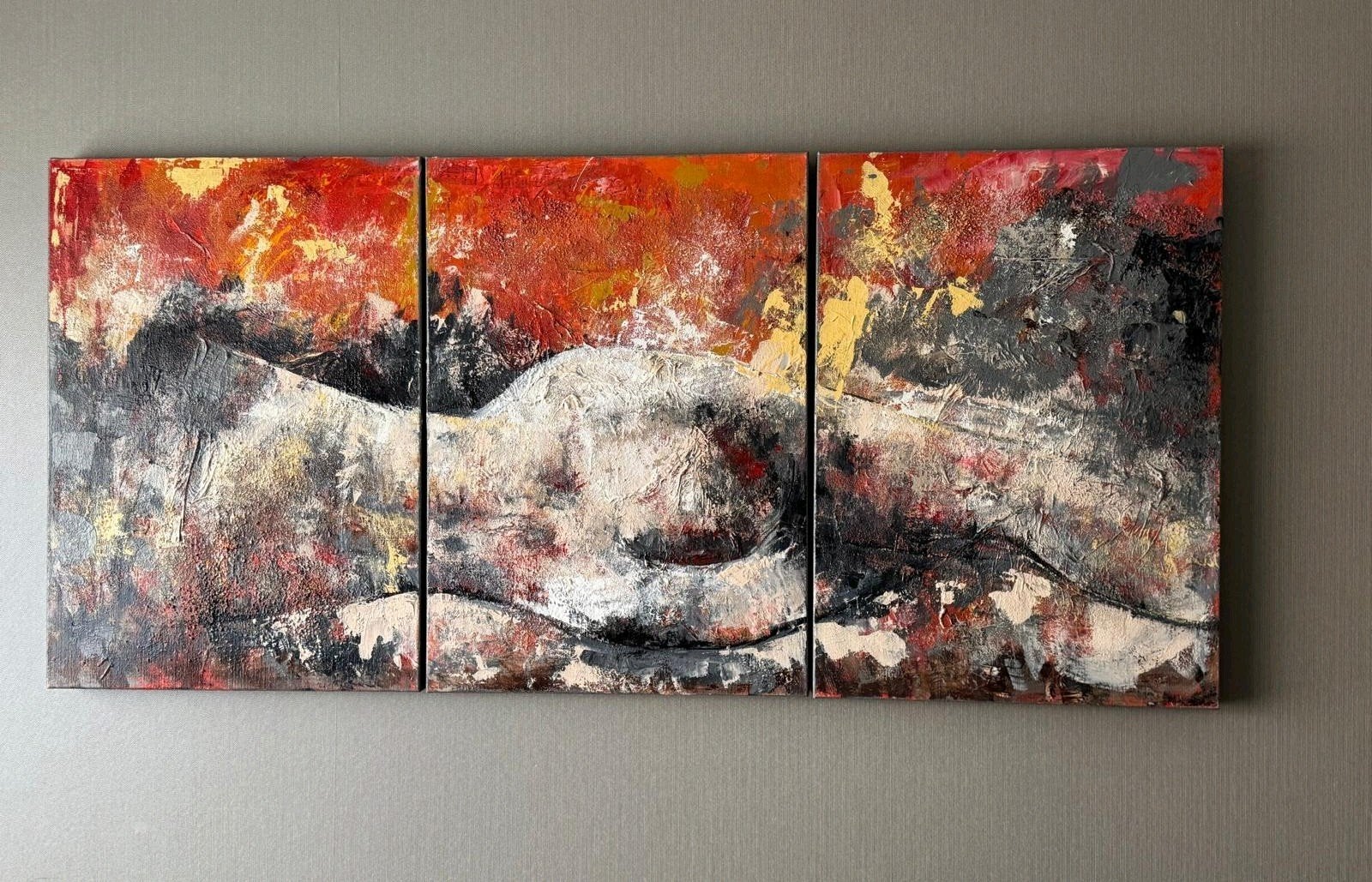 3-delig Schilderij met certificaat van echtheid, Antiek en Kunst, Ophalen