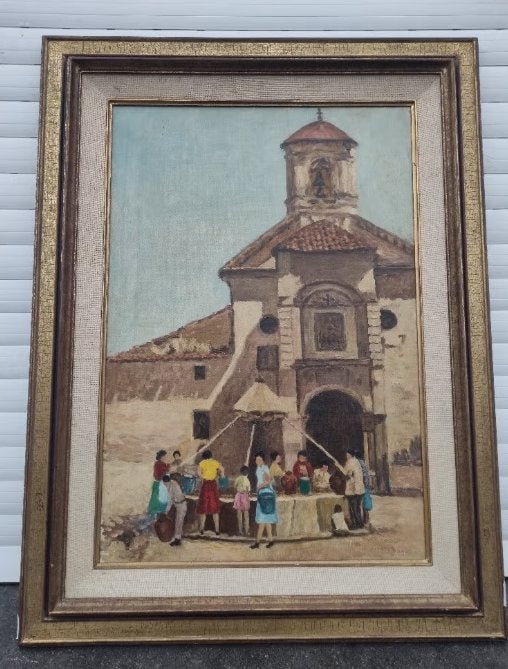huile sur toile signe eugene dauby, Enlèvement ou Envoi, Toile