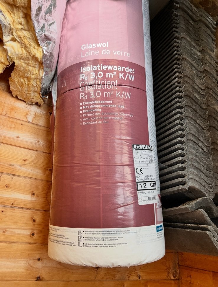 GAMMA glaswoldeken 12x60x500 cm 6 m² R=3, Doe-het-zelf en Bouw, Isolatie en Afdichting, Ophalen, Zo goed als nieuw
