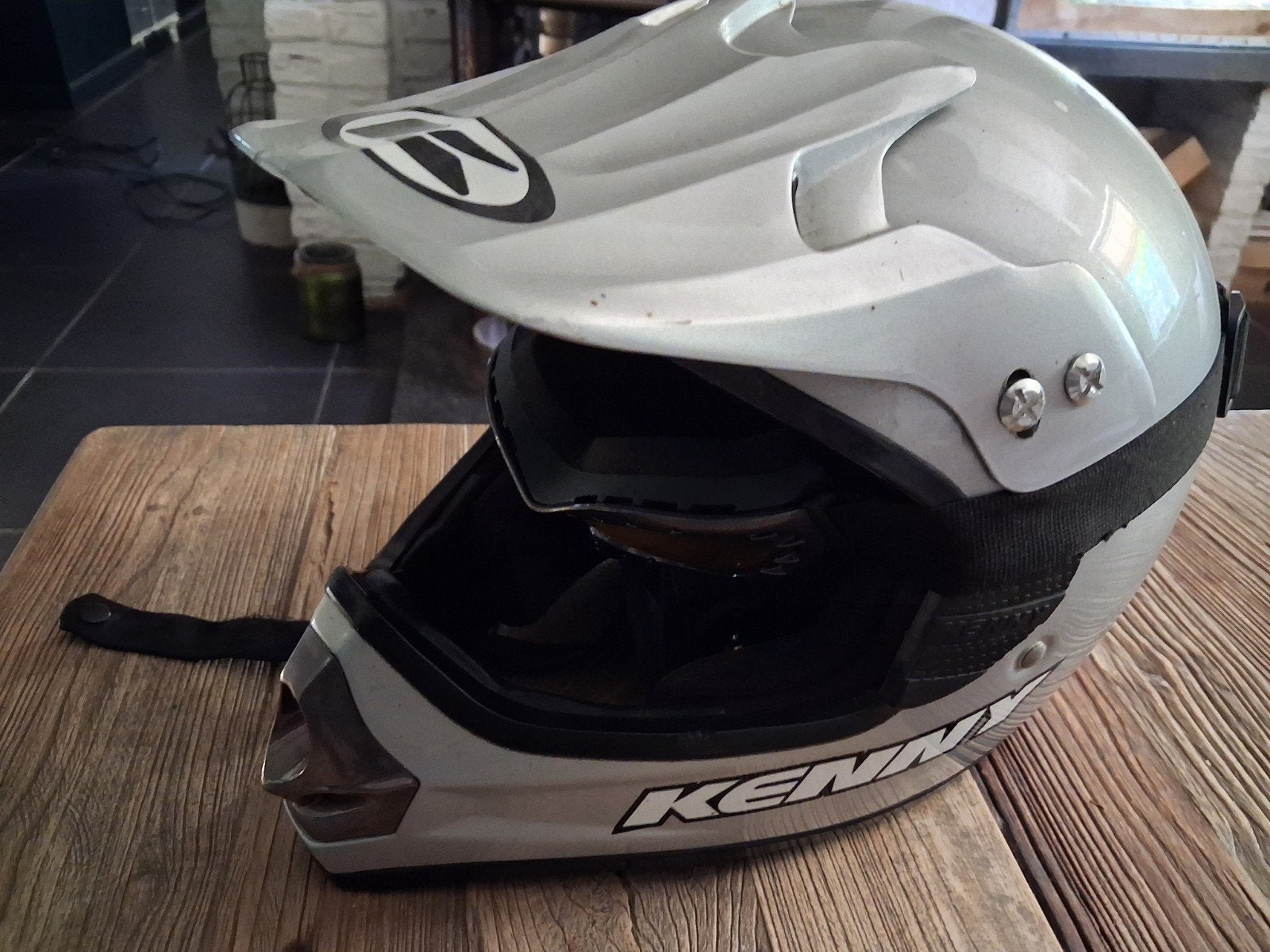 cross motor helm met bril, Ophalen, Tweedehands, Offroadhelm