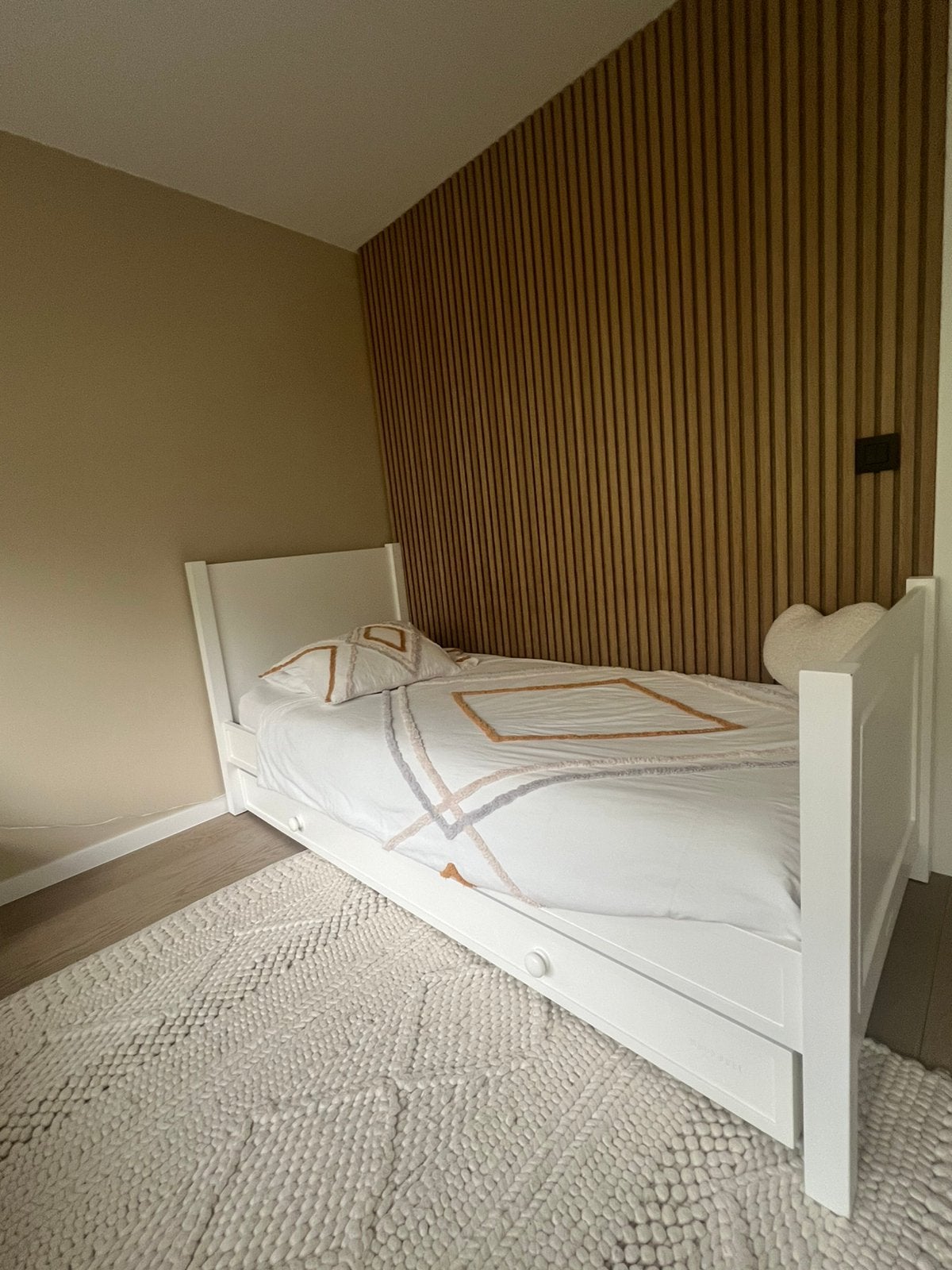 Lit + tiroir lit 90x200 bois massif blanc, Matelas, 85 à 100 cm, Enlèvement, 180 cm ou plus