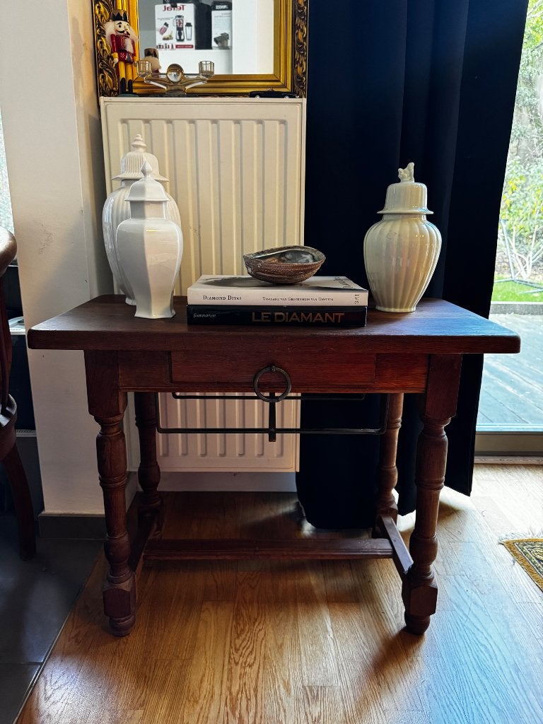 Table d’appoint vintage en bois avec tiroir, Enlèvement