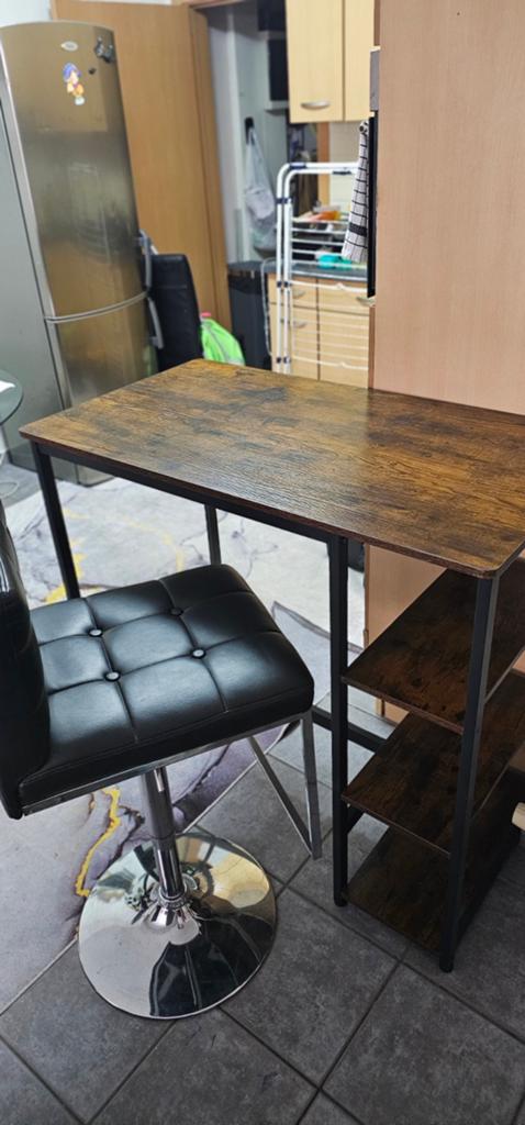 Mooie industriële bartafel + barkruk te koop, Ophalen of Verzenden