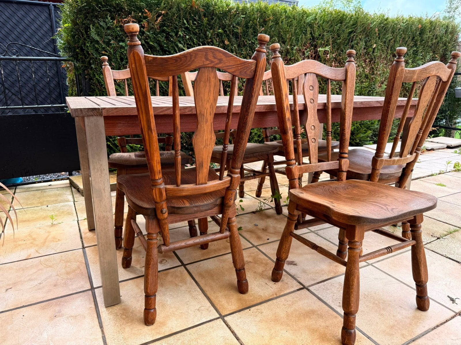 Houten stoelen, Huis en Inrichting, Stoelen, Ophalen, Zo goed als nieuw, Vijf, Zes of meer stoelen