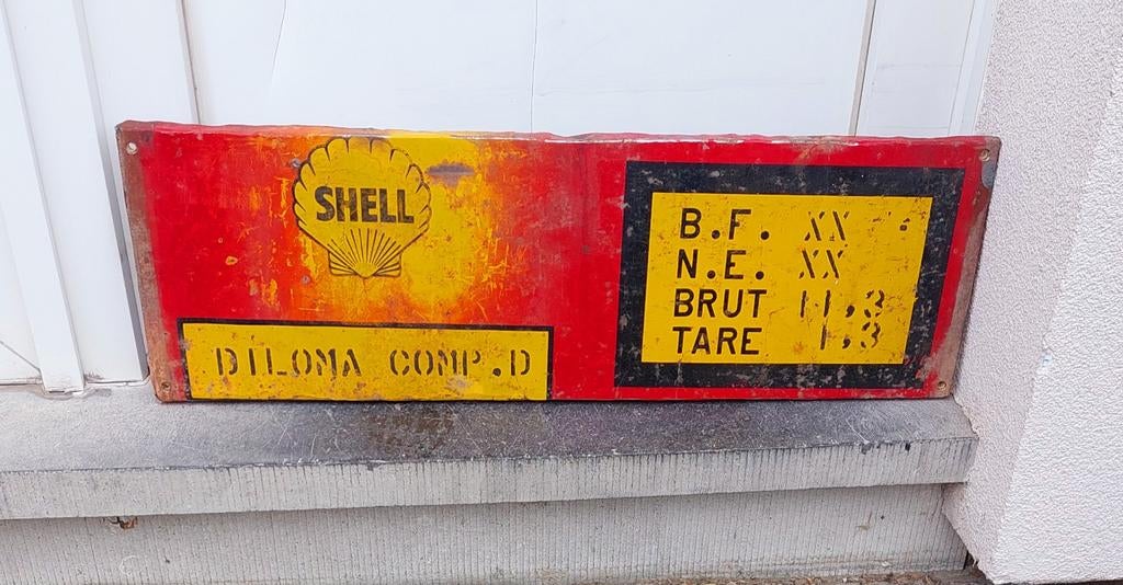Shell tôle ferroviaire..., Enlèvement ou Envoi, Utilisé, Panneau publicitaire
