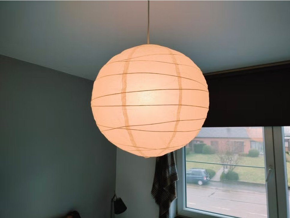 Hanglampen kap, gebroken wit. Sterk Rijstpapier, Suspension, Papier/carton, Rond, Comme neuf