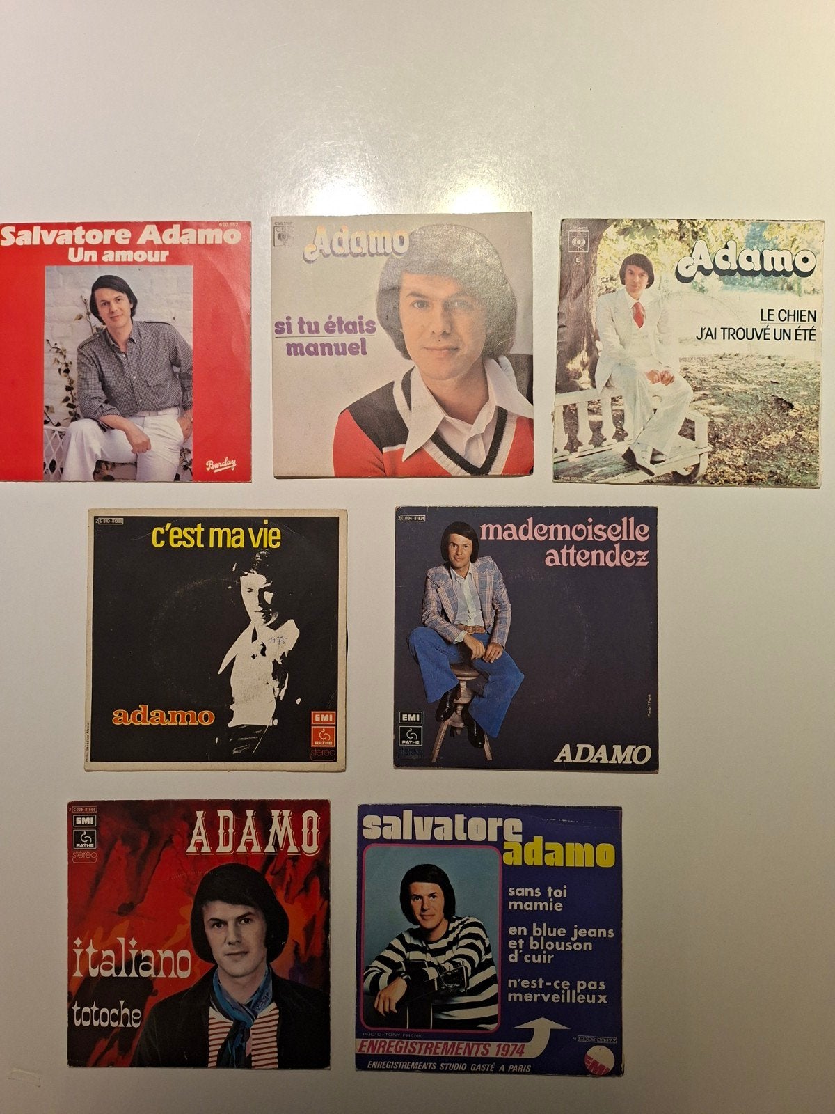 Vinyl - lot van 7 singles Salvatore Adamo  (1974- 79) VG+, Cd's en Dvd's, Vinyl Singles, Ophalen of Verzenden, Gebruikt, 7 inch