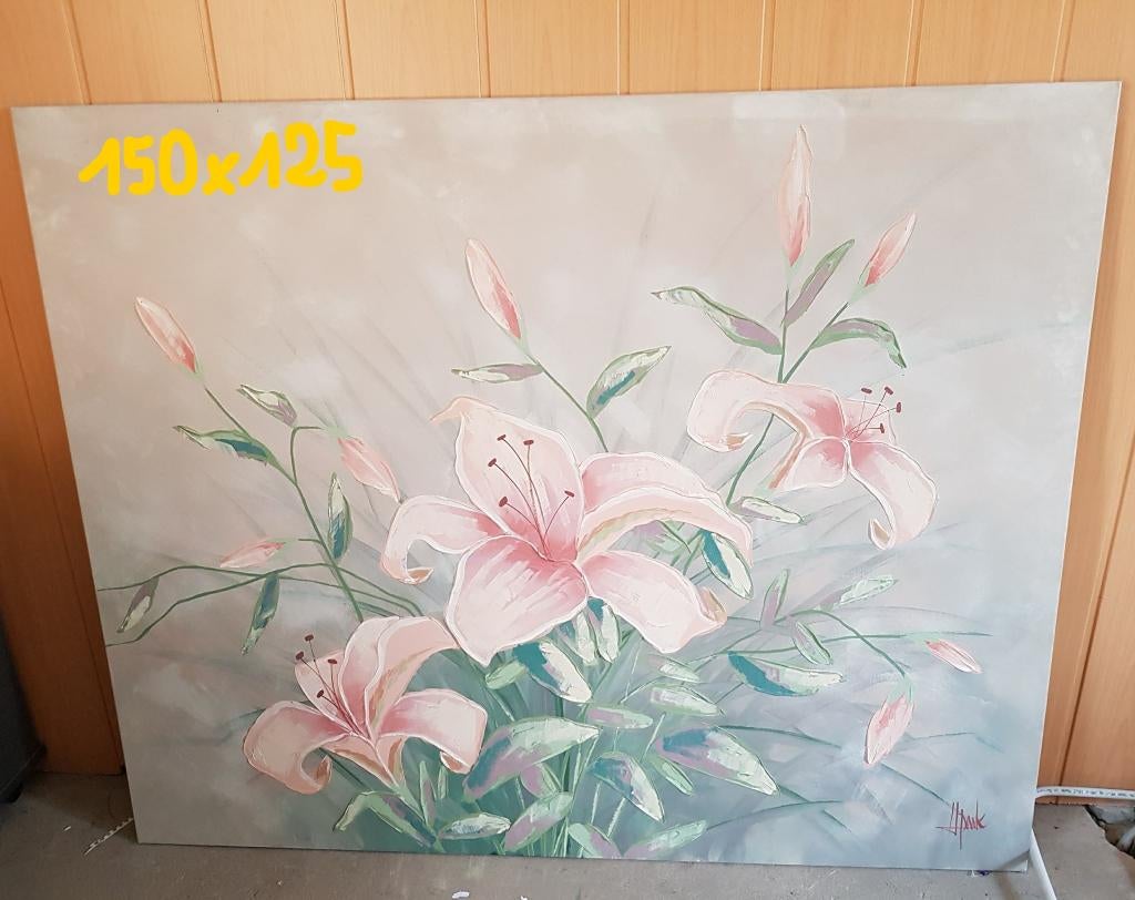 Olieverfschilderij op doek lelies, Ophalen