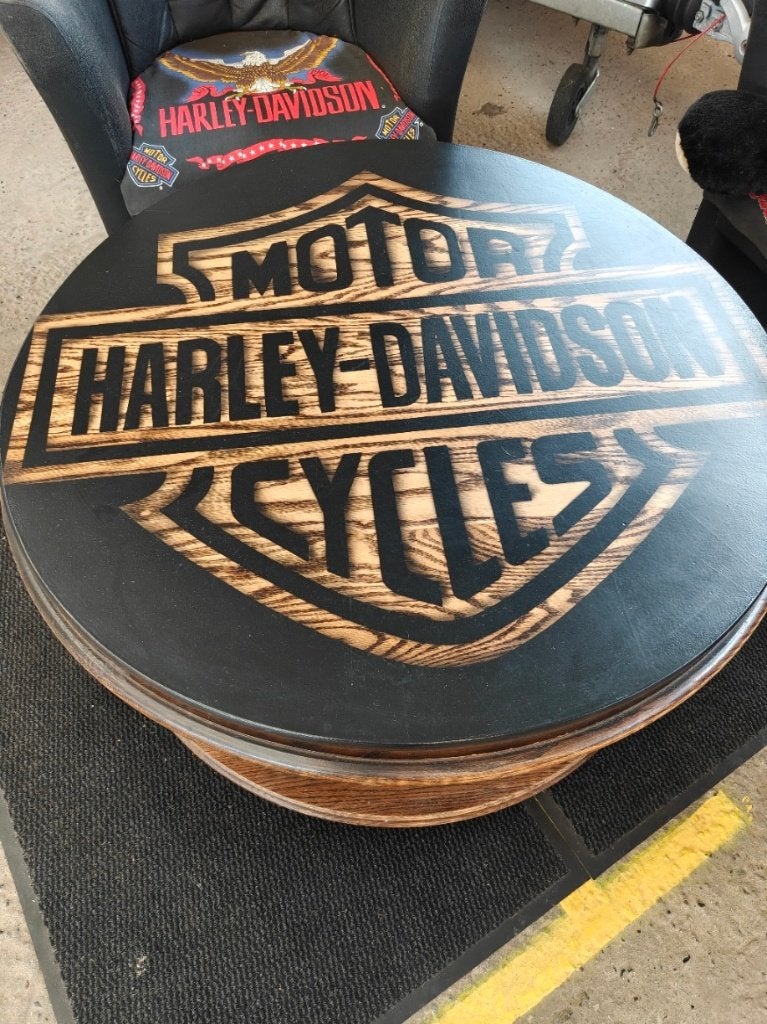harley davidson eiken salontafel rond, Motoren, Ophalen, Gebruikt