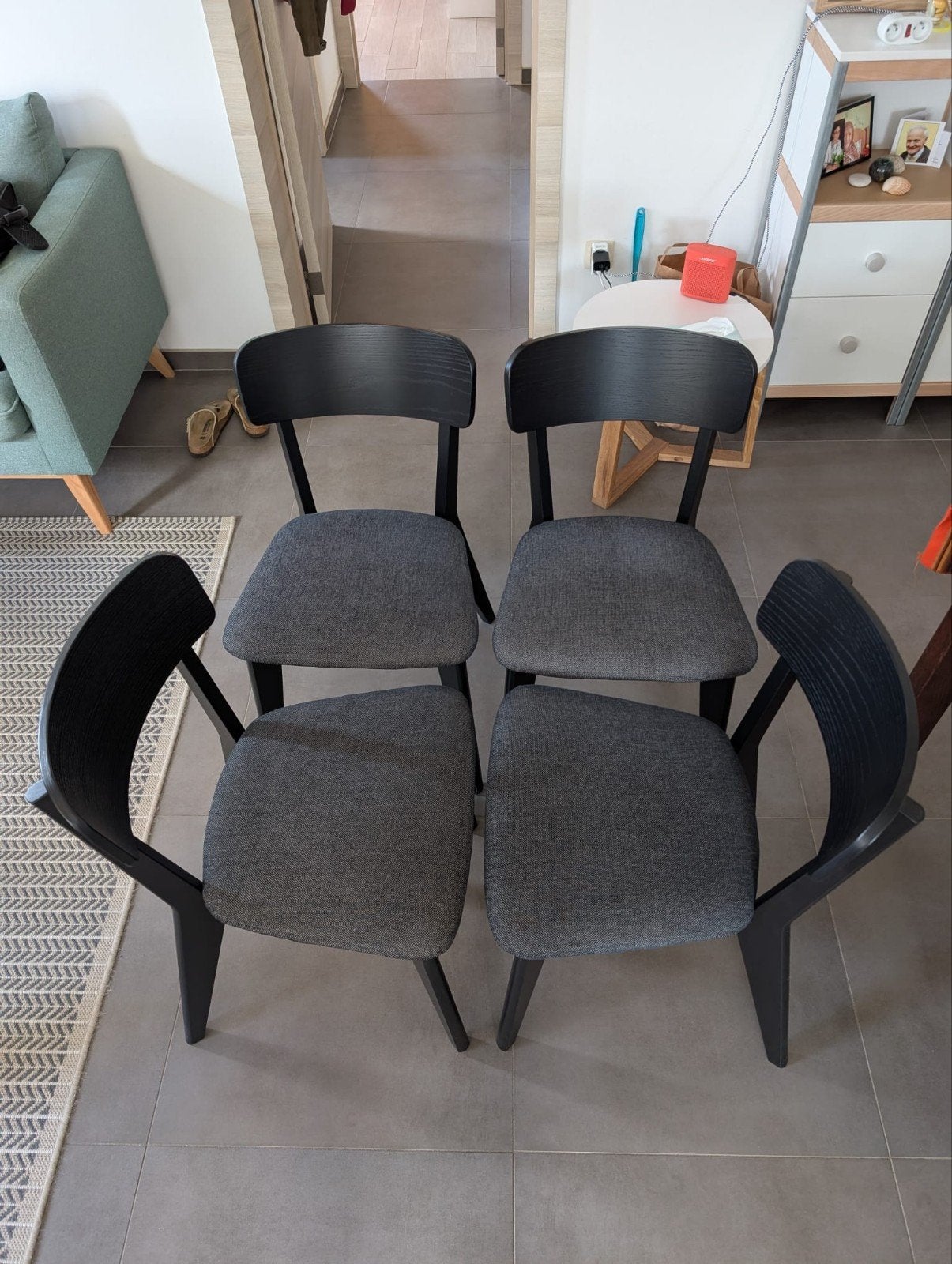 Lot de 4 chaises Lisabo (Ikea) - noir/gris, Enlèvement, Comme neuf, Noir, Quatre