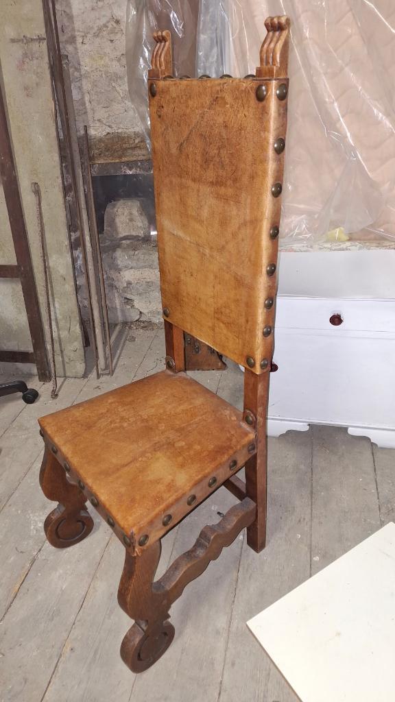 Chaisse salle à manger cuir (6 pièces), Maison & Meubles, Espagnol, Brun, Enlèvement, Bois