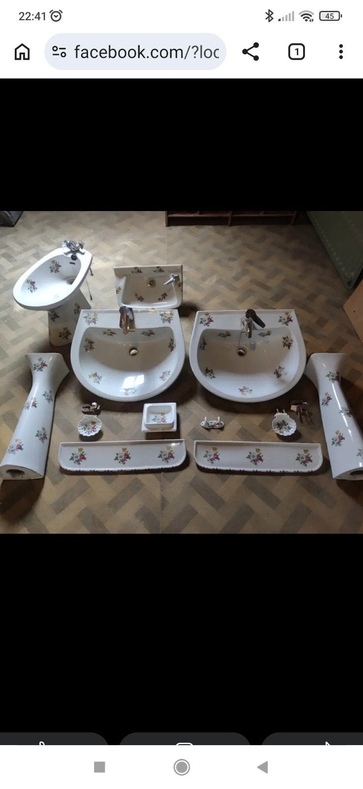 Ancien ensemble de salle de bain en porcelaine de Namur