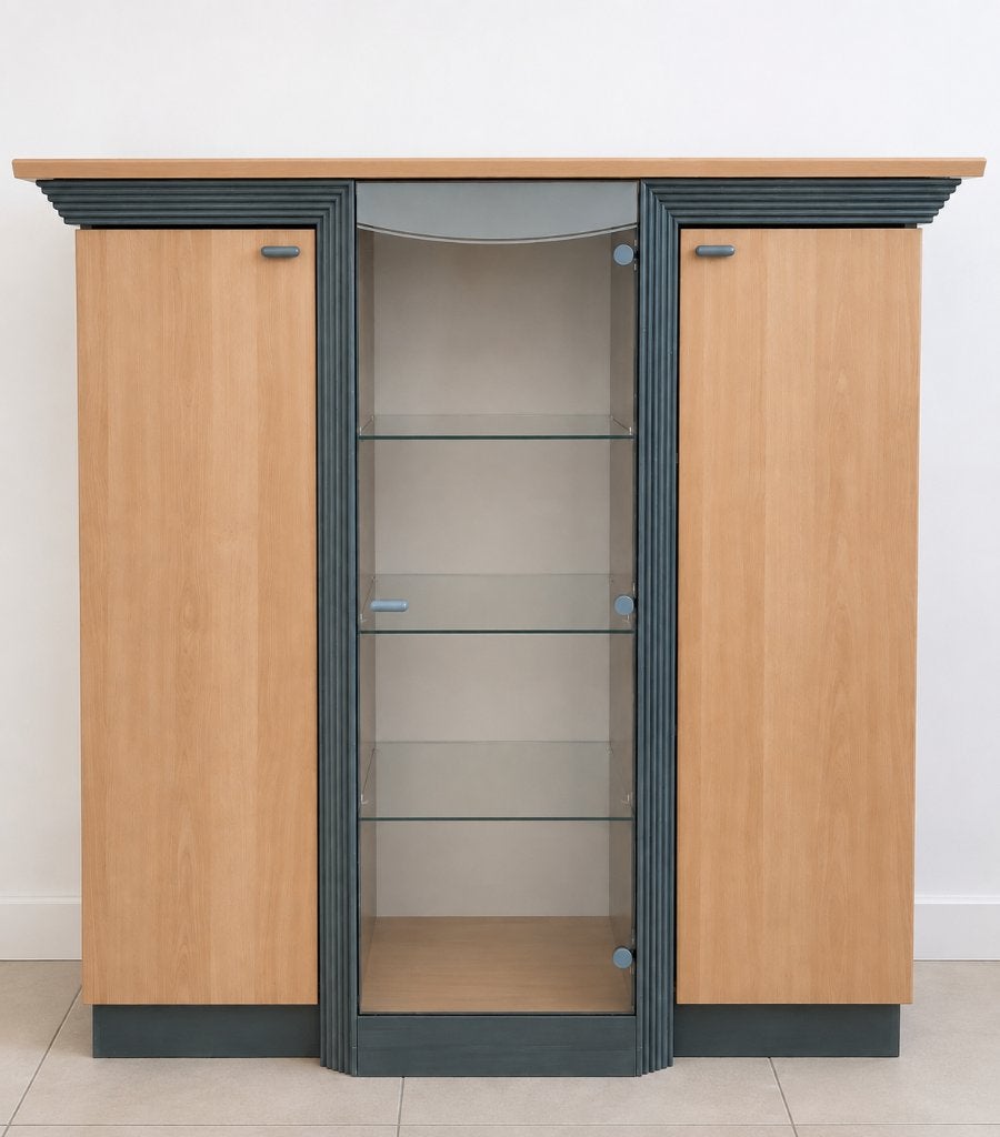 Jolie vitrine en bois clair, Ophalen, Gebruikt, 100 tot 150 cm, 100 tot 150 cm