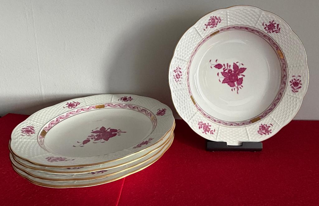5 Assiettes Creuses en Porcelaine de Herend AP 503, Antiquités & Art, Enlèvement ou Envoi
