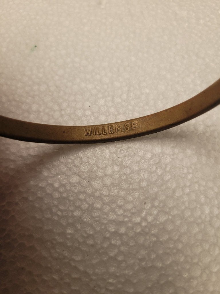 WILLEMSE – Bracelet Vintage Nacre & Métal Doré Années 70, Enlèvement ou Envoi, Utilisé