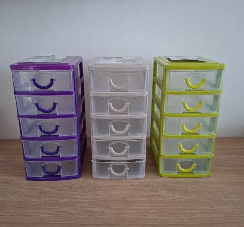 3x mini-opbergdoos met 5 lades - 19 cm hoog, Enlèvement ou Envoi, Neuf