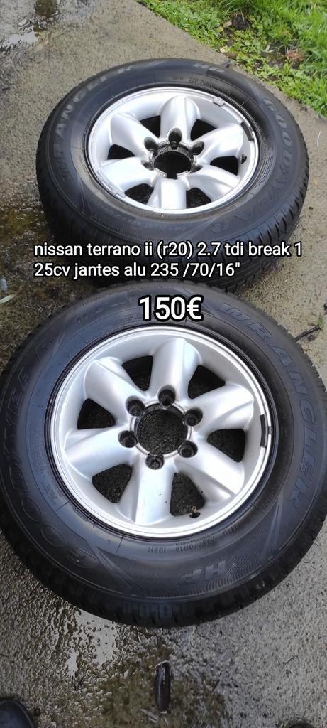 Deux jantes alu terrano 2 R20 16", Autos : Pièces & Accessoires, Pneus & Jantes, Enlèvement, 16 pouces, Jante(s)