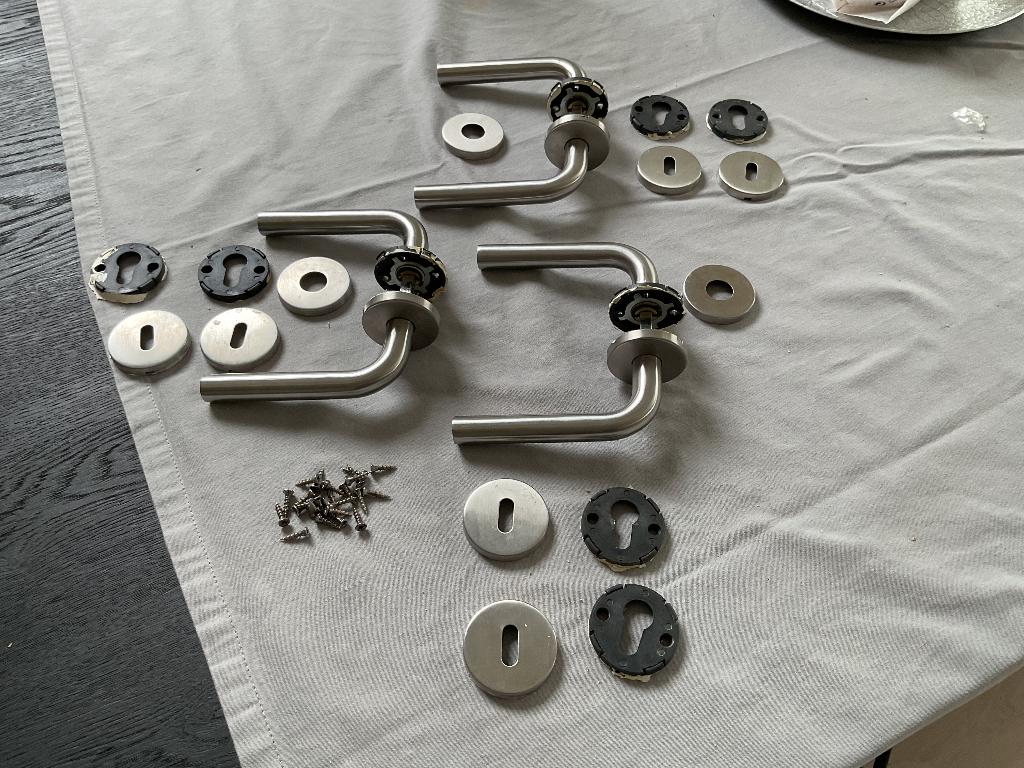 3 jeux de poignées de porte rondes en acier inoxydable, Enlèvement, Utilisé, Inox, Loquet ou Poignée