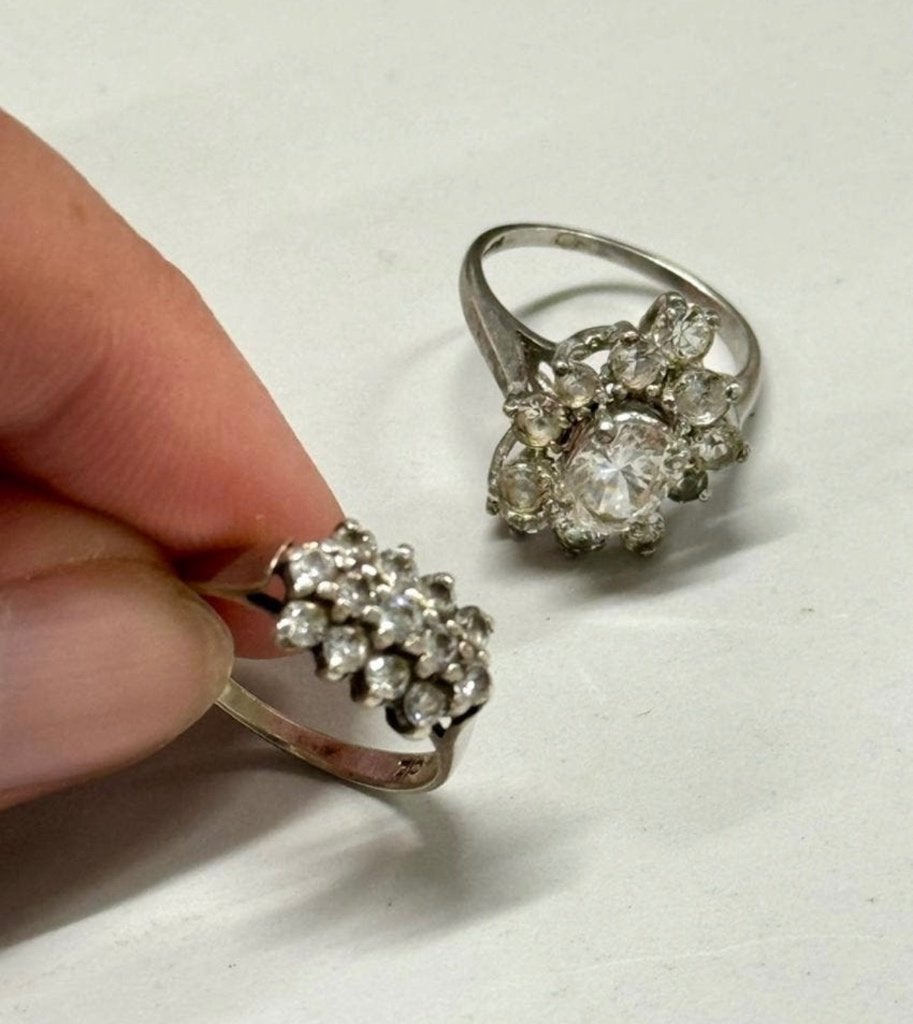 2x Vintage zilveren ring Hallmarked Birmingham 1970-1987, Handtassen en Accessoires, Antieke sieraden, Ophalen of Verzenden, Zilver