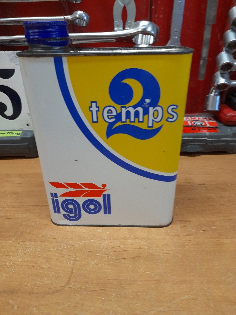 oude lege oliekan igol 2-takt motorfiets 2t, Verzamelen, Verzenden, Gebruikt, Overige typen