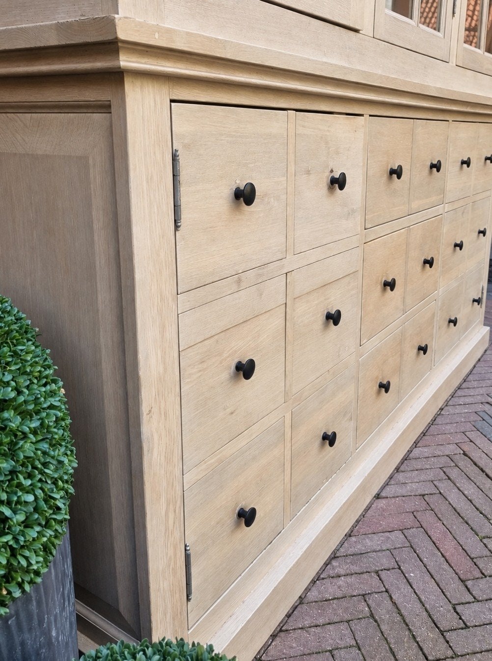 eiken buffetkast/vitrinekast ART:207/26, Huis en Inrichting, Ophalen, Gebruikt, 200 cm of meer, .