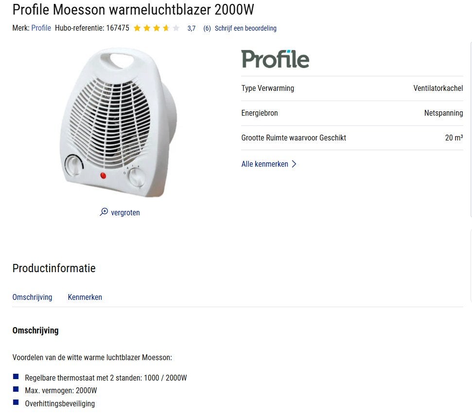 Warmeluchtblazer, badkamerverwarming 2000w, Ophalen of Verzenden, Zo goed als nieuw