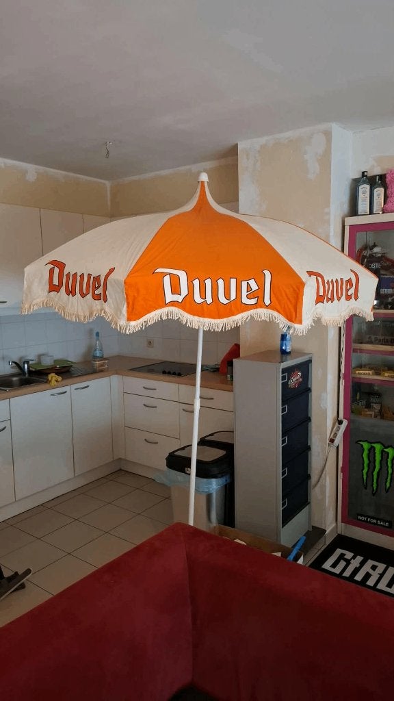Duvel parasol vintage, Verzamelen, Merken en Reclamevoorwerpen, Ophalen of Verzenden, Zo goed als nieuw, Gebruiksvoorwerp