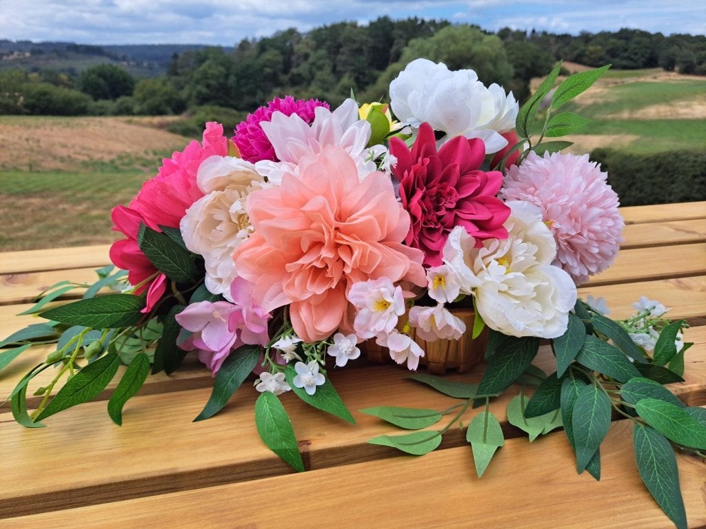 Grand bouquet de fleurs artificielles (en tissu), Textile, Enlèvement ou Envoi, Comme neuf, Bouquet